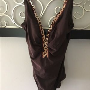 “It Figures” tummy thinner swimsuit brown size 10
